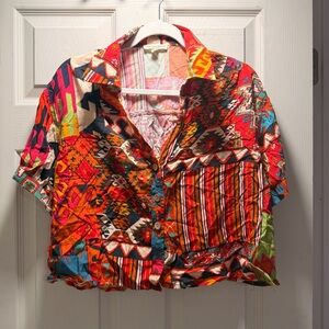 Christian Siriano Multicolor Patchwork Shirt